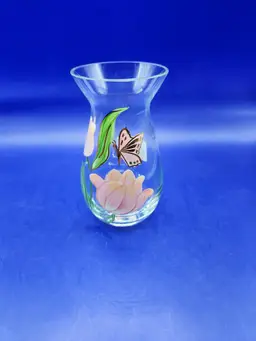 Lenox Tulip and Butterfly Glass Vase - signed