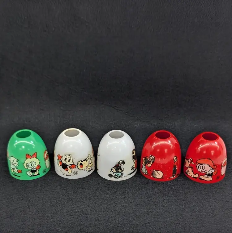 Vintage GE Textolite Christmas Bulb Light Covers Popeye Scrappy Margy Oopy Yippy