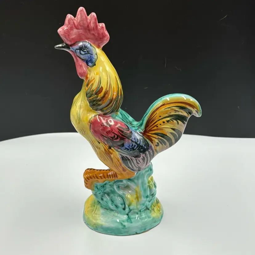 Majolica Rooster 11" Signed "G.TO. Italy GT" Vintage Italian Ceramic Vintage & Handsome