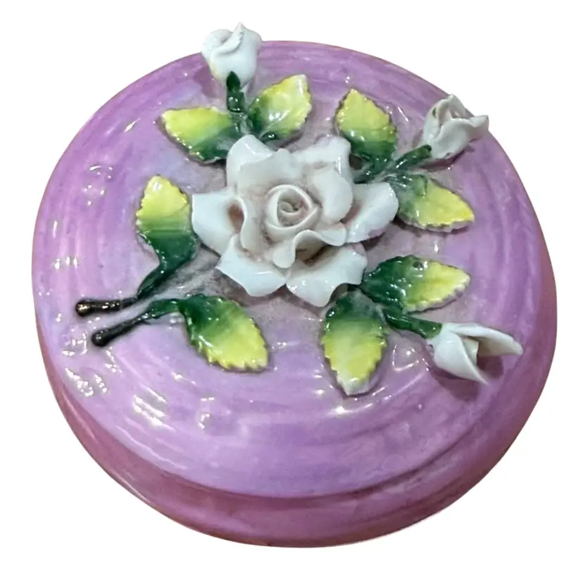 Purple Luster Wear Drink A Dish With White Flowers Made In Germany