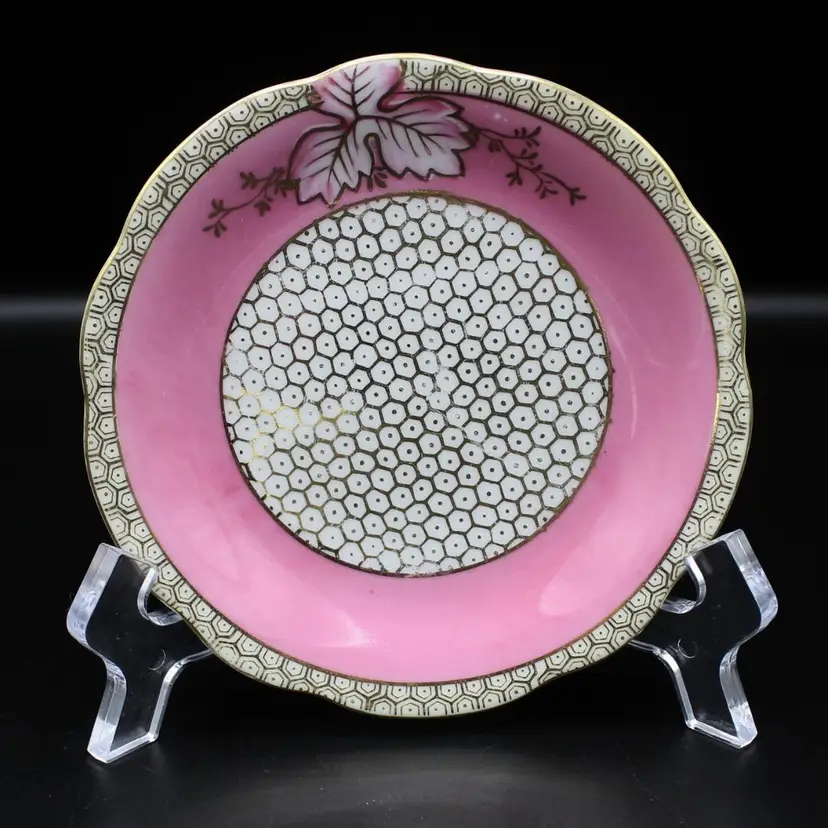 Vintage Pretty Pink Gold Mini Plate Collectible Keepsake Made in Occupied Japan