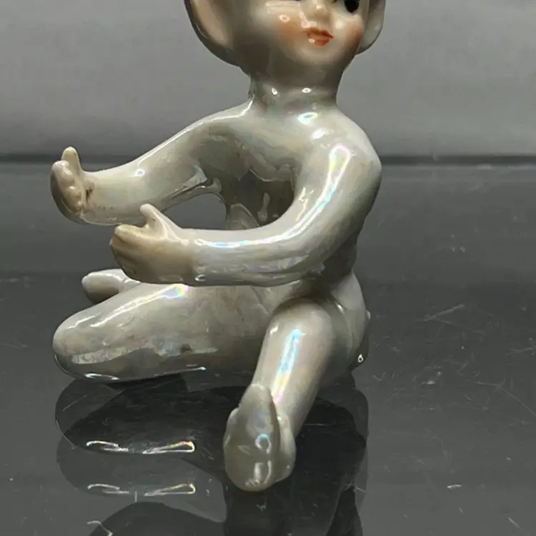 Pixie Elf Christmas Candle hugger Ceramic 1950s