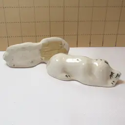 Vtg Awake and Asleep White Dogs S & P's