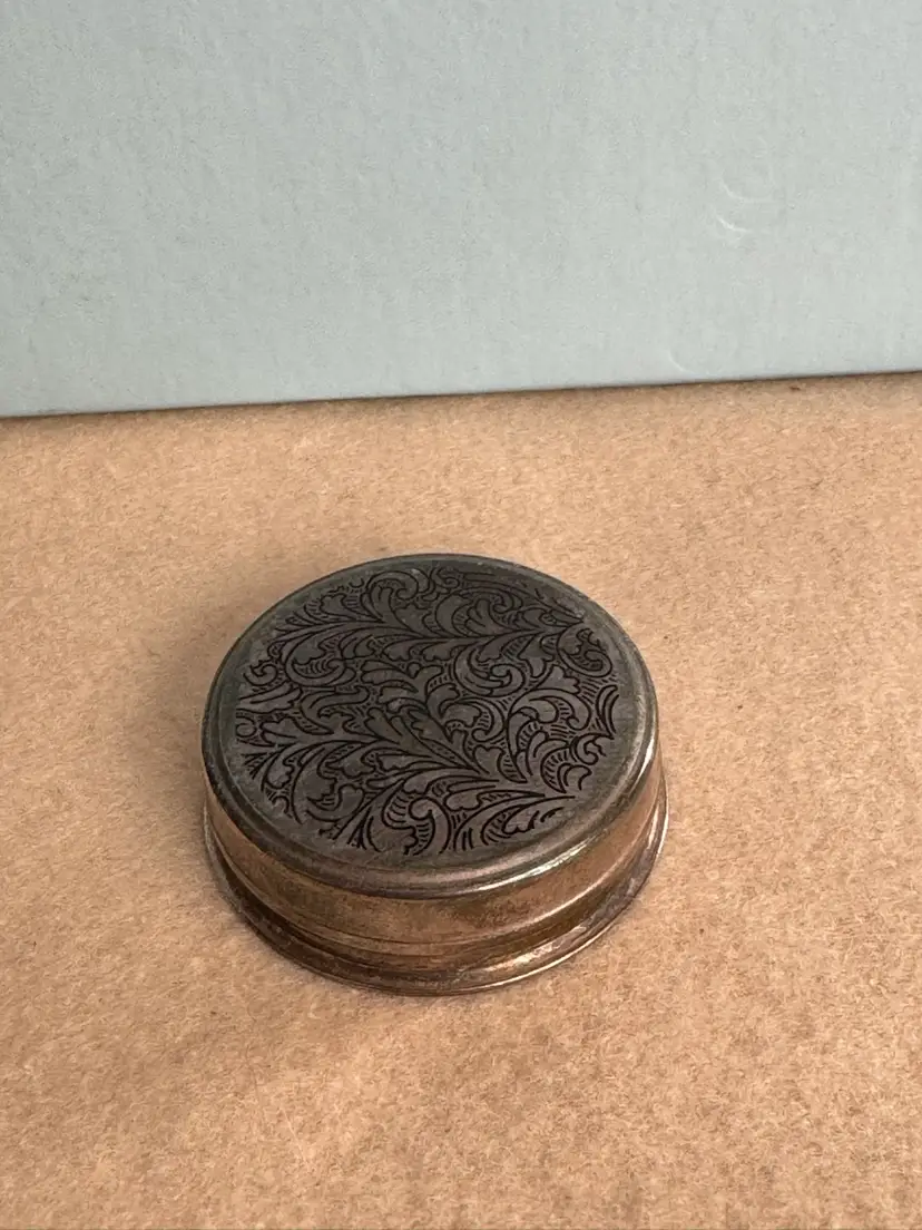 Ornate engraved silver Toned Trinket Box