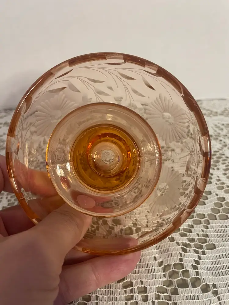 Vintage Pink Depression Glass Candlestick Candle Holder Floral Design  4x2”