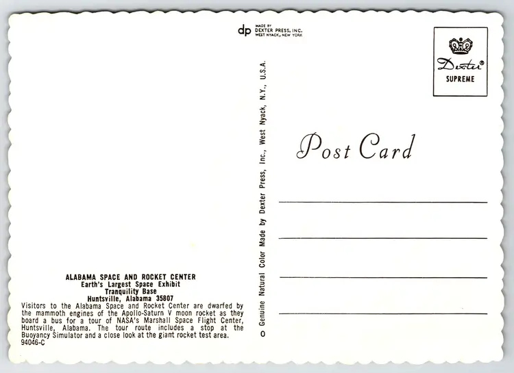 Postcard Apollo-Saturn V Rocket Alabama Space and Rocket Center Huntsville NASA -  10053