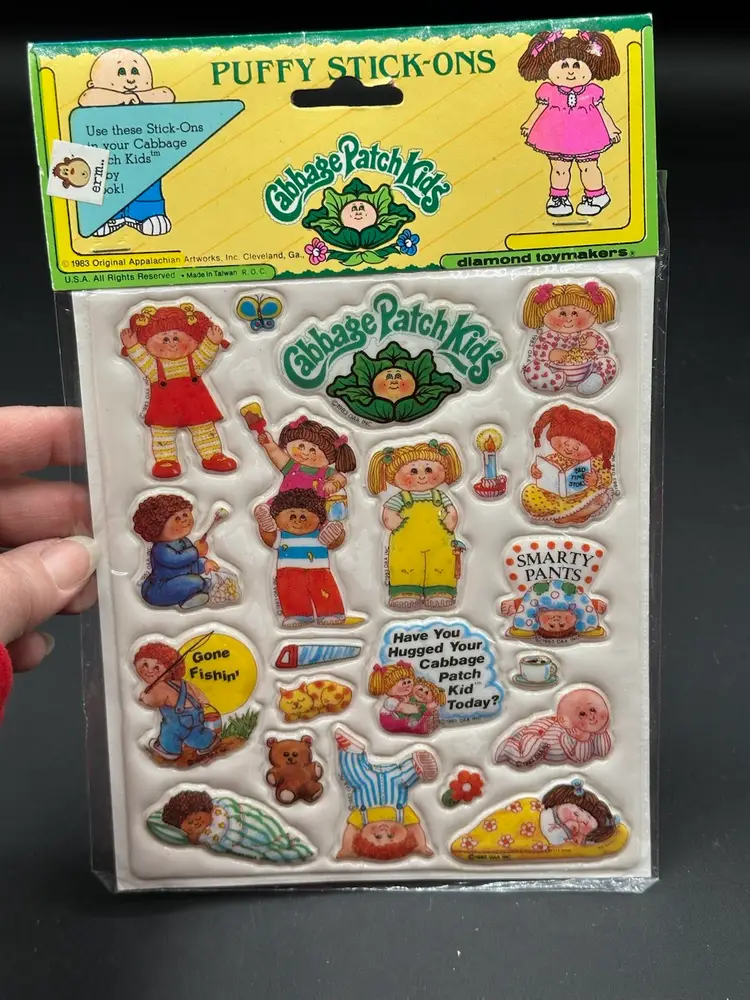 Cabbage Patch Kids Puffy Decal Stickers Stick-ons 1983 Sealed New Style 5 NOS