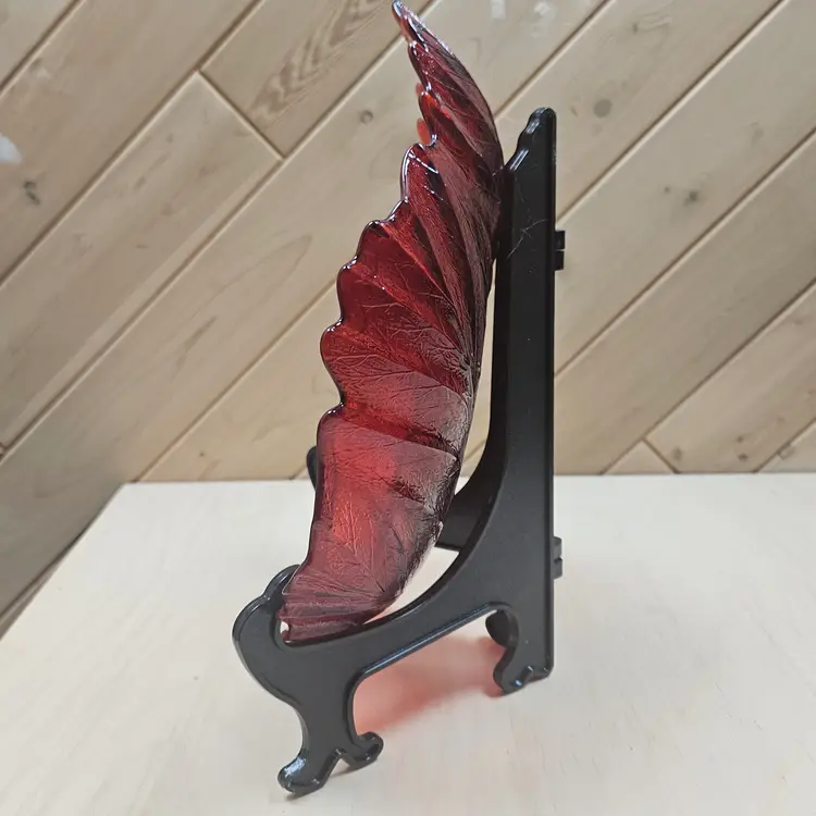 Vintage Murano Art Glass Red Maple Leaf Compote Candy Dish Handcrafted in Italy