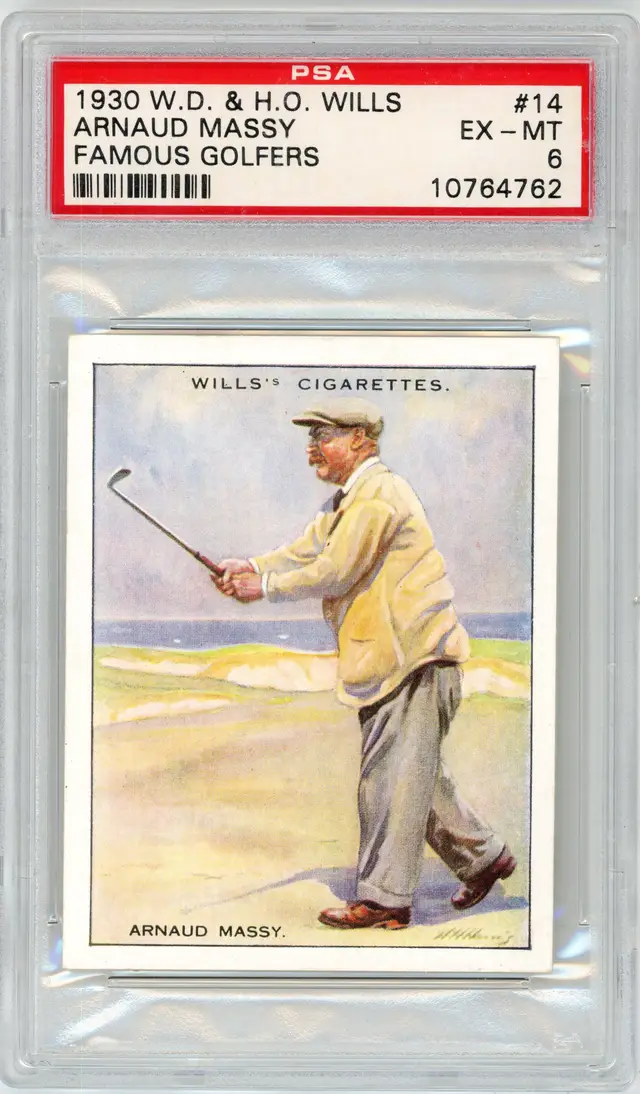 1930 W.D. &H.O. Wills ARNAUD MASSY Famous Golfers #14 PSA 6 EX-MT