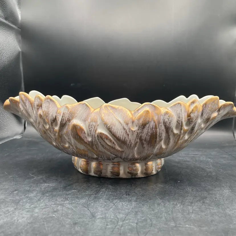 Haeger 22kt Gold Tweed Console Bowl