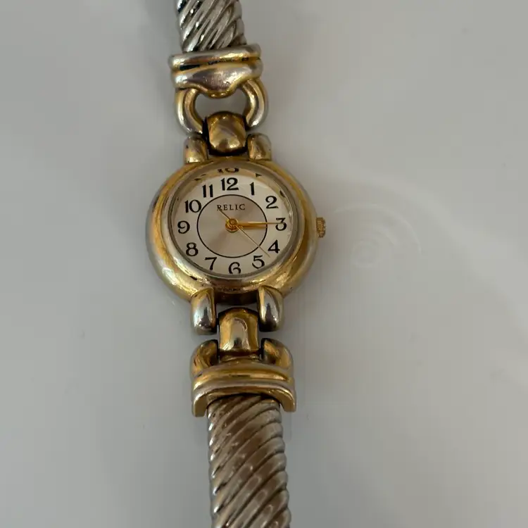 Relic Women's Stainless Gold Tone Easy Read Numbers Quartz Watch