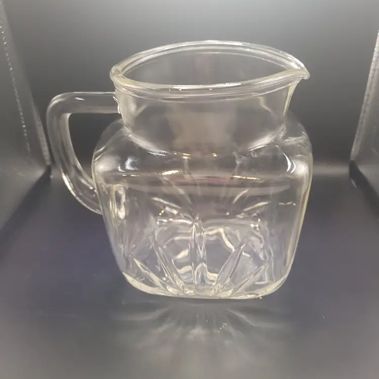 Federal Glass Starburst Clear Glass Pitcher 6 x 6 inches W/Handle