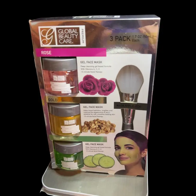 Msrp $13 Global Beauty Care Three Pack Rose Gel Face Mask