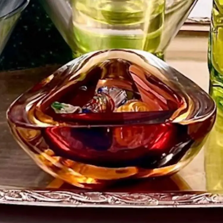 Vintage Art Glass
4” Trinket Dish 
Somerso Style Blown Glass
