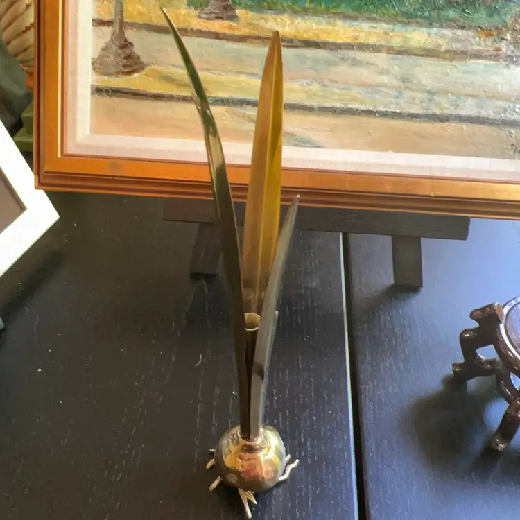 Vintage Italian Brass Carnevale Verdigris Onion Bud Vase & Candle Holder 13"