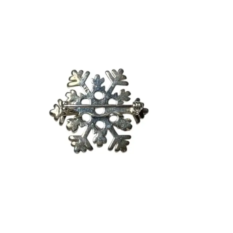 Talbots Sterling Silver & CZ  Snowflake Brooch - 1.25”