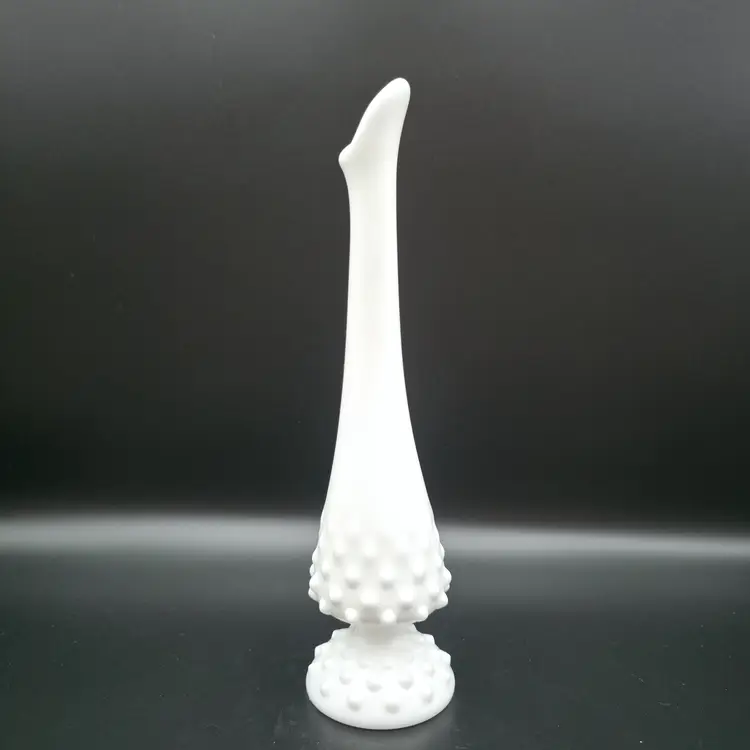 Vintage Fenton Hobnail Milk Glass Footed Swung Bud Vase