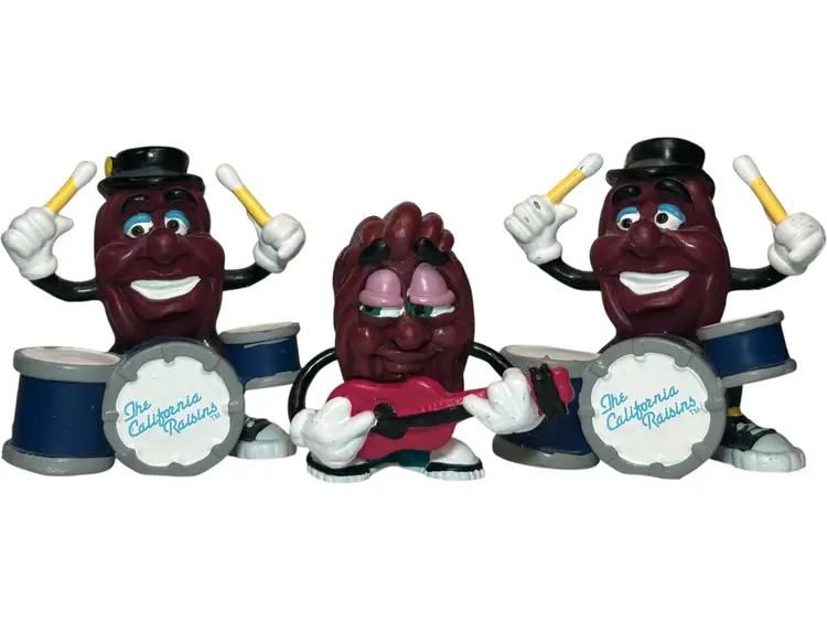 Lot of 3 California Raisins figures 1988  - (2) Drummer and (1) Guitar