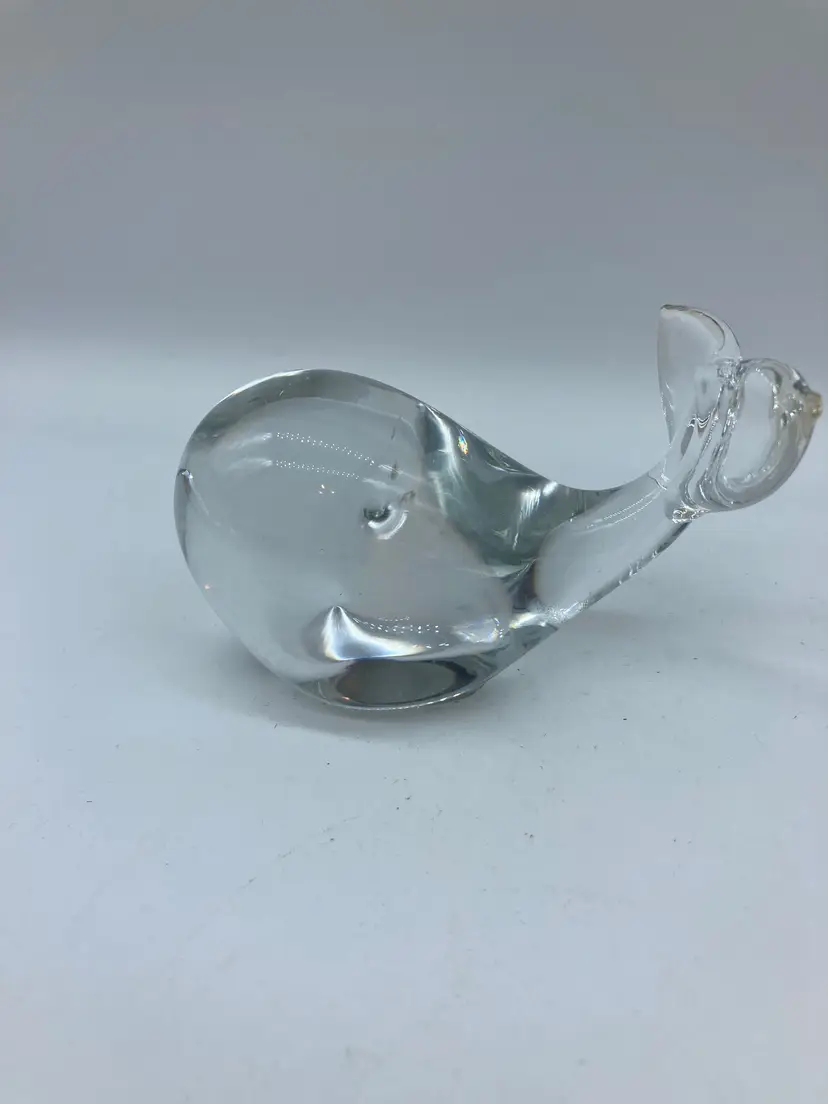 Small Clear Glass Whale Paperweight