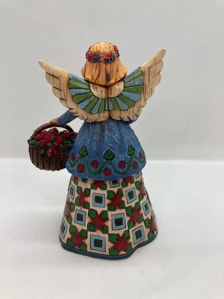 HEARTWOOD CREEK BY JIM SHORE 2002 RESIN ANGEL WITH BASKET OF FLOWERS/ROSES