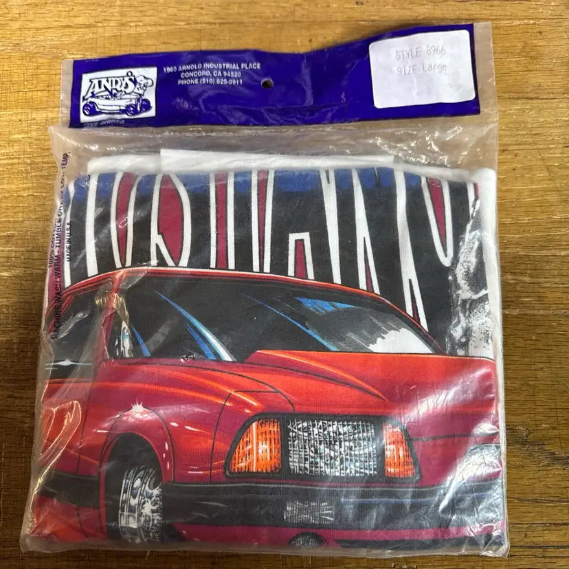 ANDYS Fox Body Ford Mustang Tee Shirt Large USA Made Sealed #8966 NOS