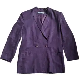 Vintage Deep Purple Pure Linen Blazer Size 14 Lagenlook Goth Core Vampy
