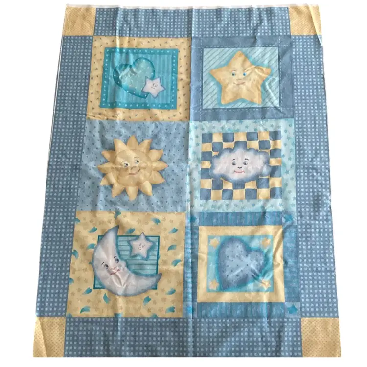 1990’s Daisy Kingdom Quilt Panel Good Night Moon And Stars 33 X 47