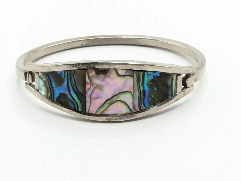 Child's Mexico Alpaca Silver Abalone Mother of Pearl Bracelet