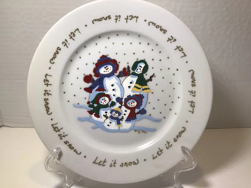 1704-Vintage Snowman Christmas Plate