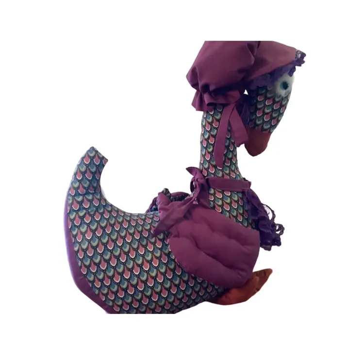VINTAGE Purple mermaid tail pattern 17" HAND MADE GOOSE STUFFED DOLL 
