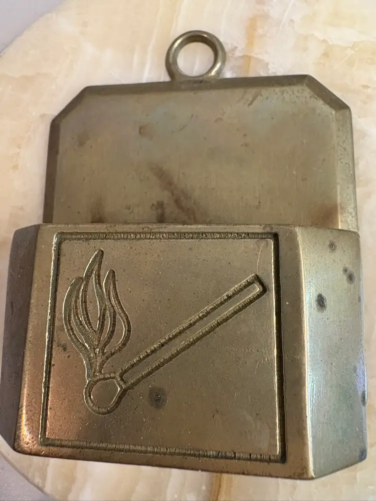 Antique Brass Wall Mounted Match Holder
