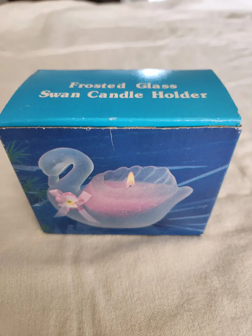 Frosted Glass Swan Candle Holder