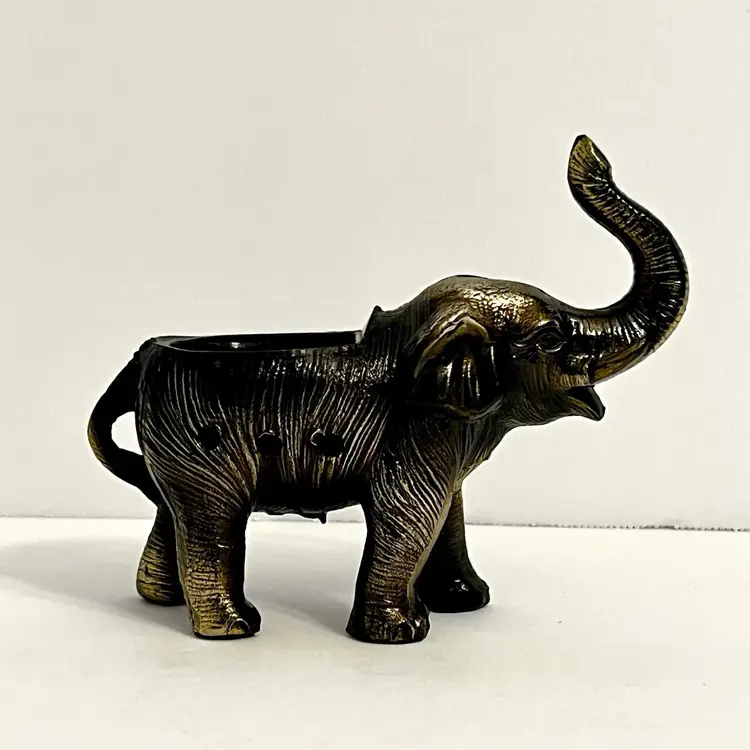 Small Brass Elephant figurine Mini Planter Japan 3" (Hollow - 5.9 oz.)