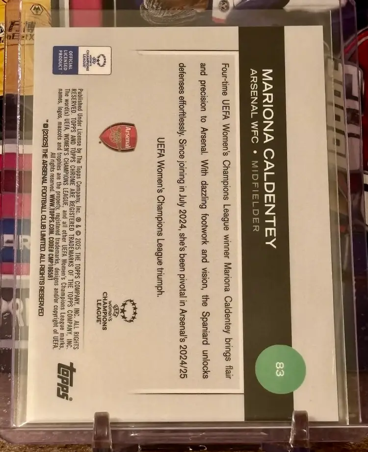 Mariona Caldentey 2024/25 Topps Chrome UWCL Purple /75 Arsenal Spain Soccer Card