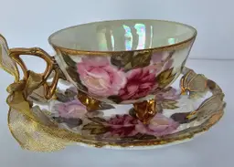 Vintage Royal Sealy 3-footed, Butterfly Teacup & Saucer