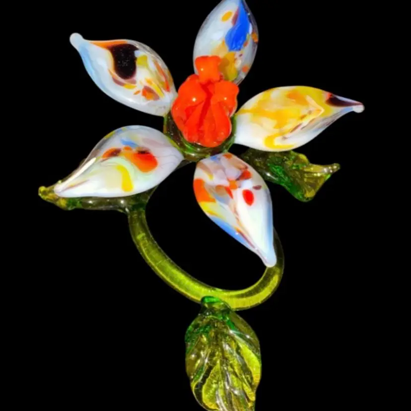 #14- Just In From Ukraine Large Hand Blown Glass Flower As Shown