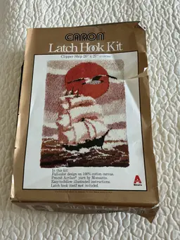 Latch Hook Kit Sailboat at Sunset, 1979!
