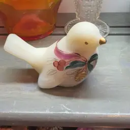Fenton Christmas Hand paint Custard Bird