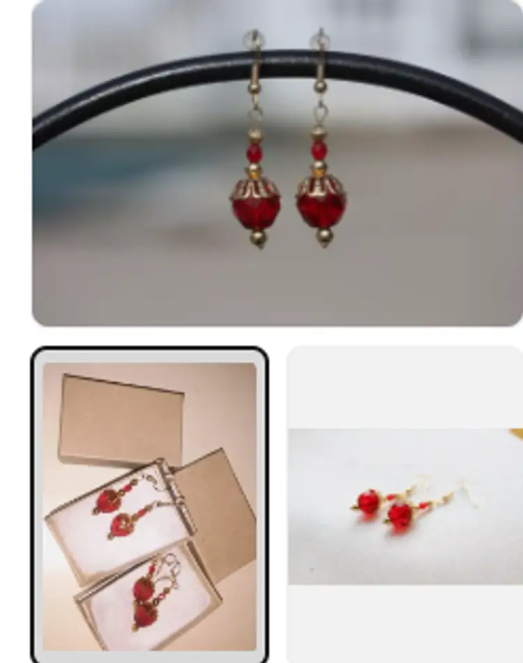 Handmade Splash of Red Earrings Lot of 50 boxed Christmas