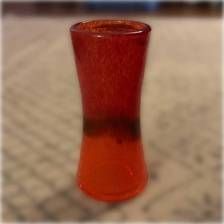Art Glass Vase Hand Blown Persimmon/ Orange - 6.25” tall and 2.5” in diameter
