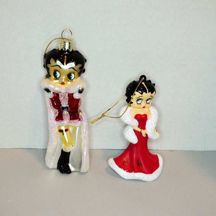 🎄 Vintage Betty Boop Ornament Duo Kurt Adler Holiday Glam Holiday Decor 🎄