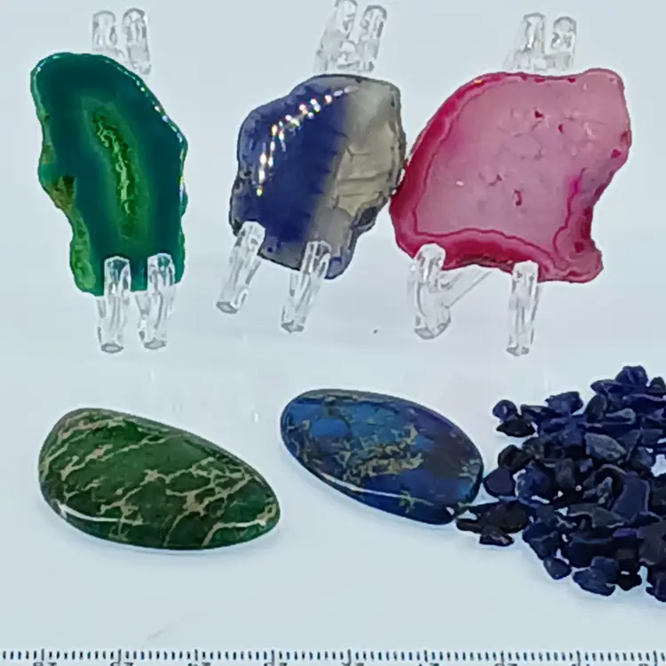 Five Polished Gemstones and Chips