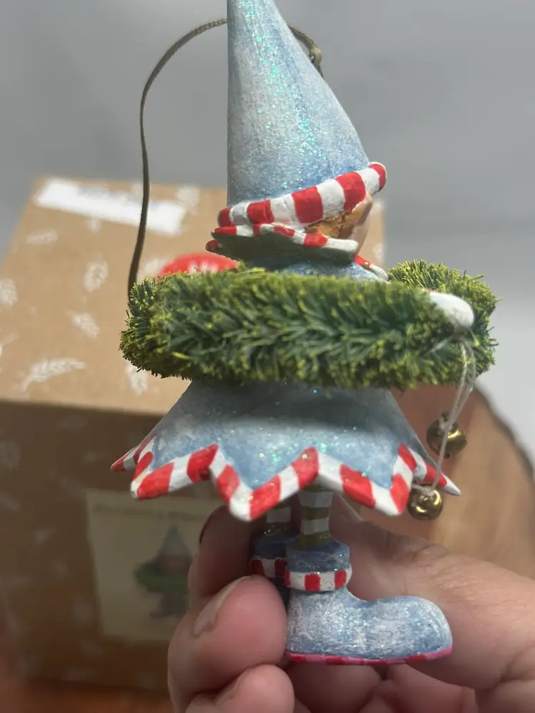 Mackenzie Childs Patience Brewster Dasher Wreath Elf Christmas Ornament NIB