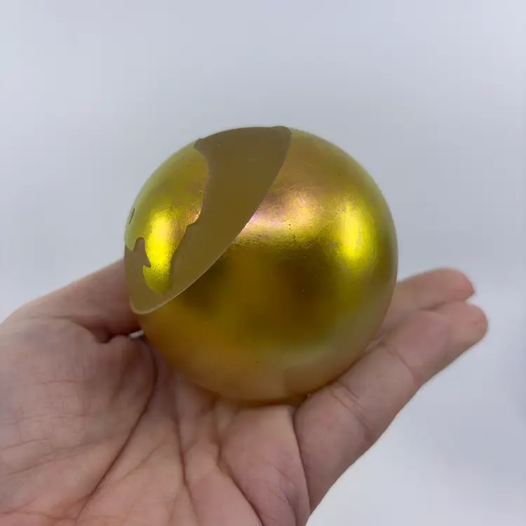 Steven Correia Iridescent Gold Bear Art Glass Paperweight Signed 2.5”