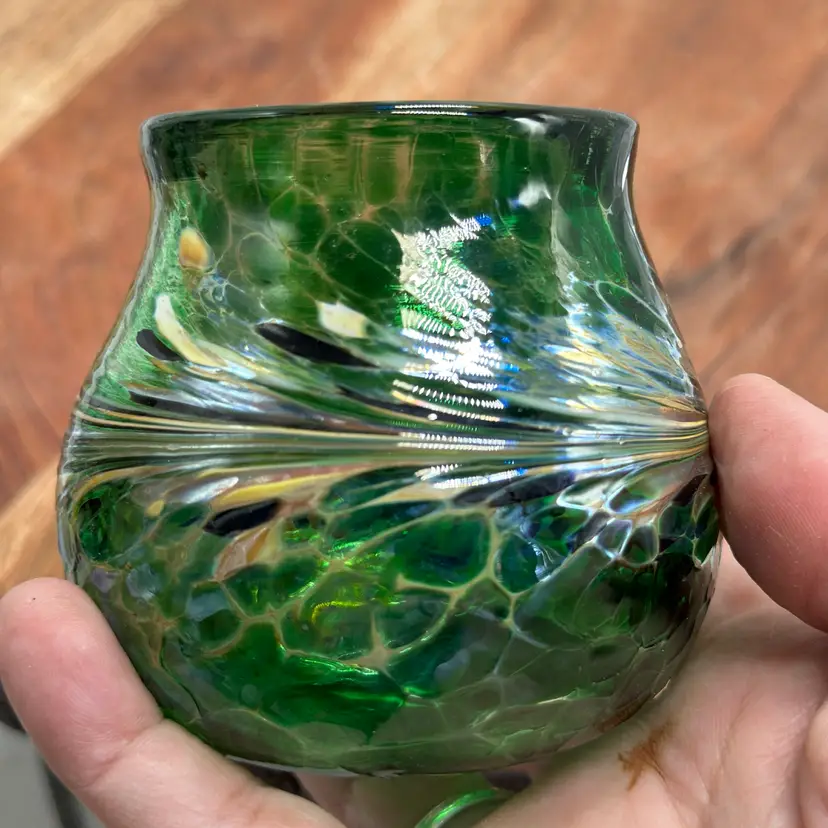 FUNK ( Chris ) Glass Fused Vase Swirls Handmade Morro Bay California Artwork