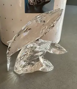 Swarovski Crystal SCS 1992 Whales “Care For Me” Mother & Baby Figurine
