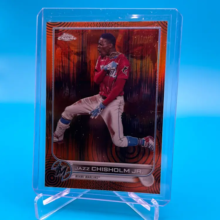 2022 Topps Chrome Sonic Jazz Chisholm Jr. Black & Orange Sonar Refractor /25 Miami Marlins 