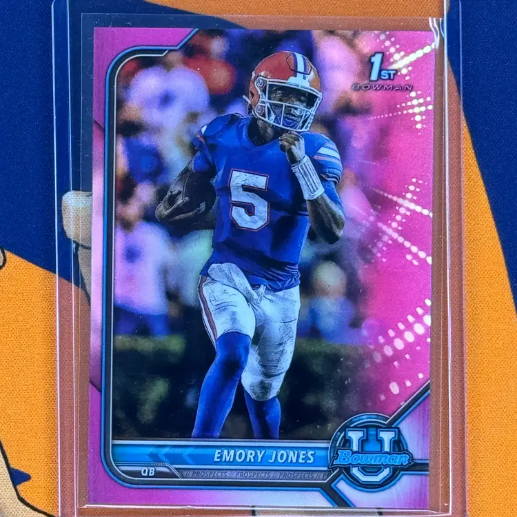 2021-22 Bowman U Chrome Emory Jones Pink Refractor 1st Bowman