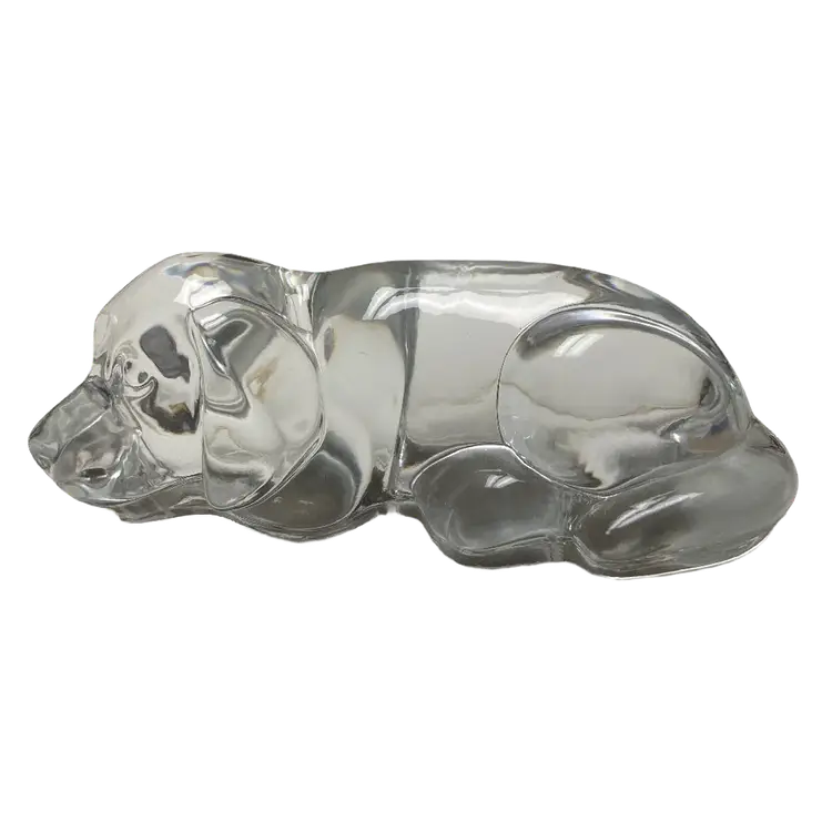 Princess House 24% Lead Crystal Sleeping Puppy Figurine Paperweight, 4.5"