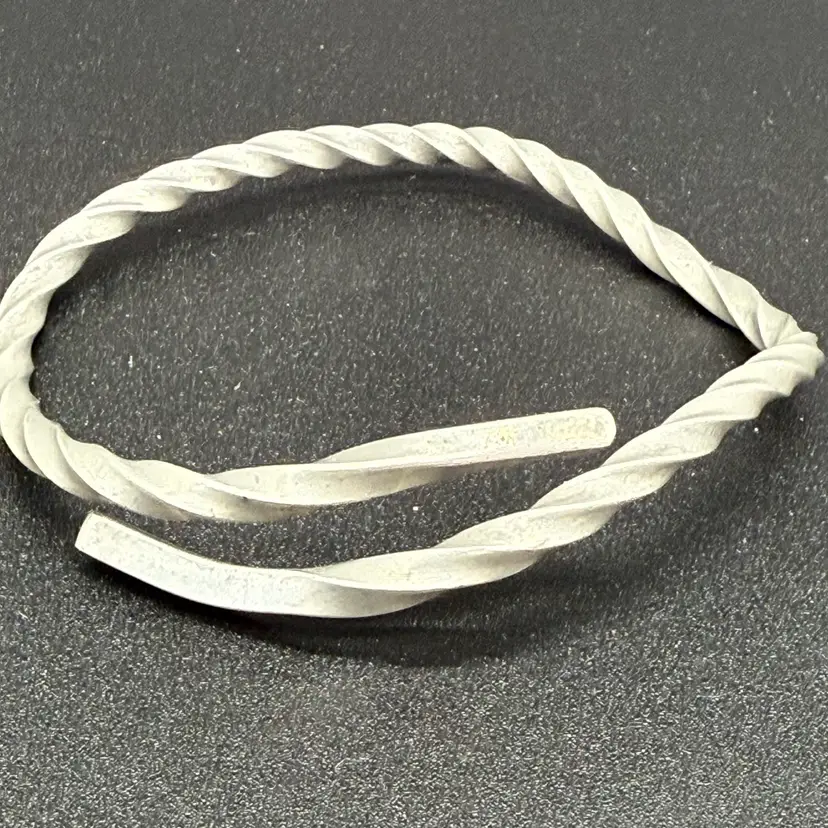1977 Handcrafted Modernist Twisted Pewter Bangle Bracelet
